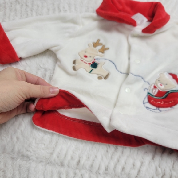 Infant Christmas velour outfit - Picture 7 of 11